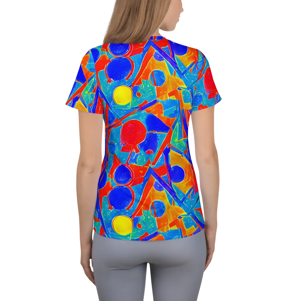Atomic Confetti on Women's Athletic T-Shirt — Back