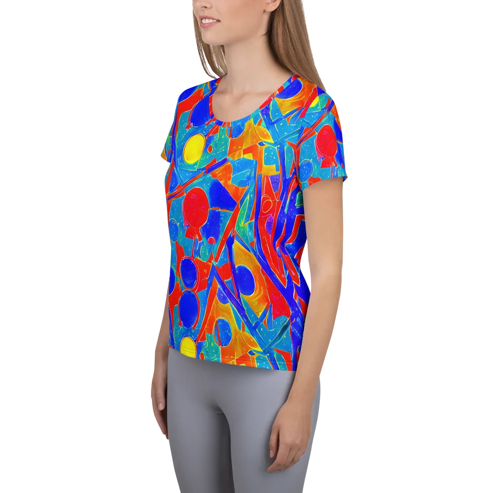 Atomic Confetti on Women's Athletic T-Shirt — Left