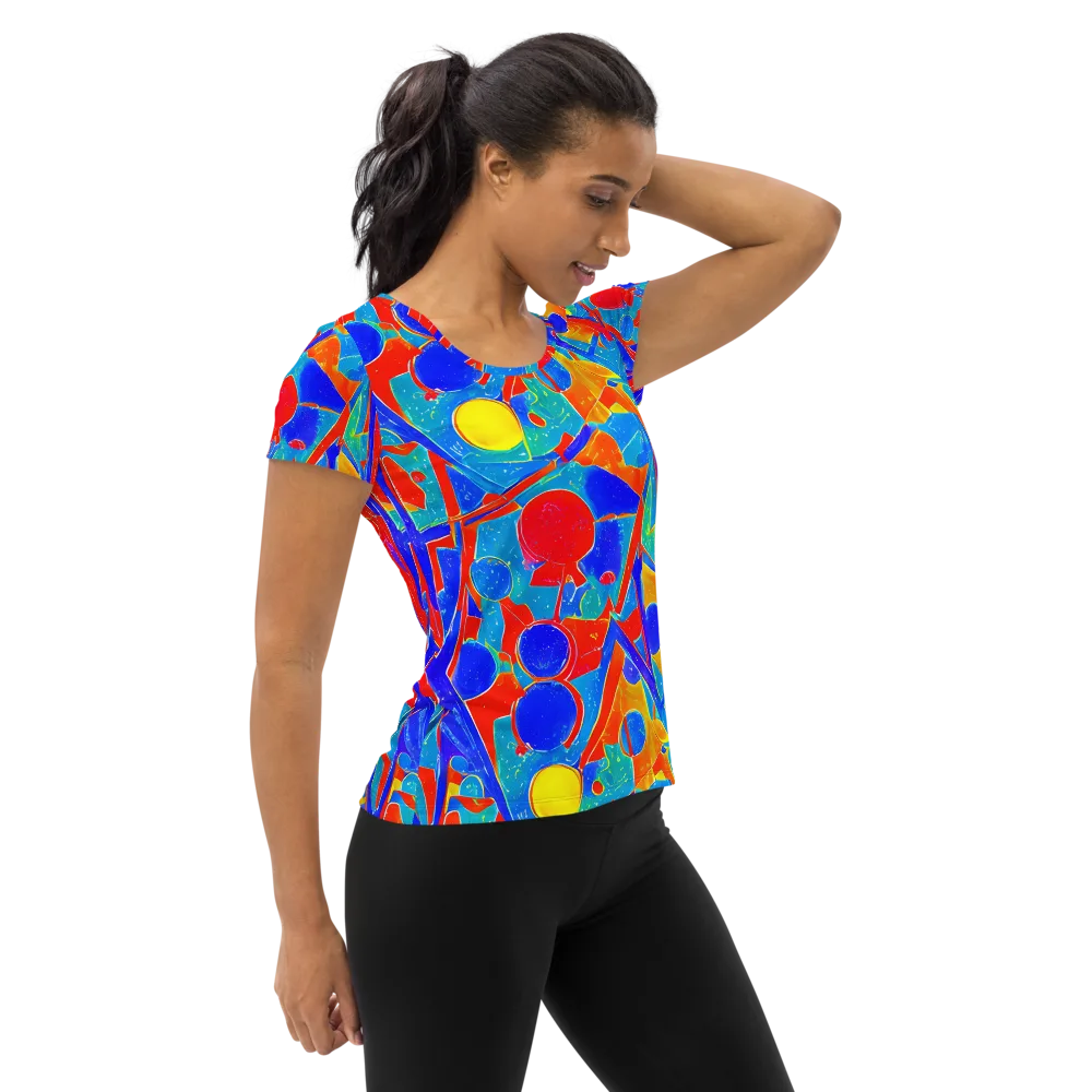 Atomic Confetti on Women's Athletic T-Shirt — Right