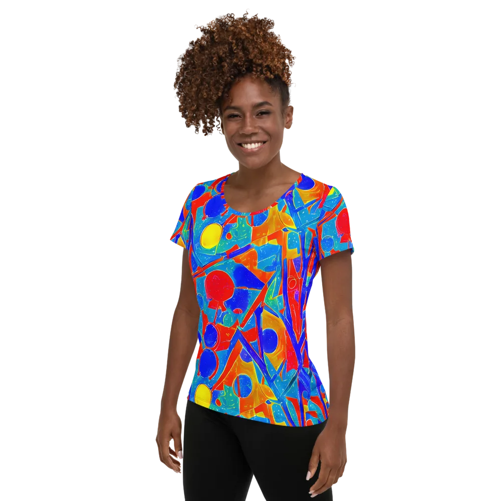 Atomic Confetti on Women's Athletic T-Shirt — Left