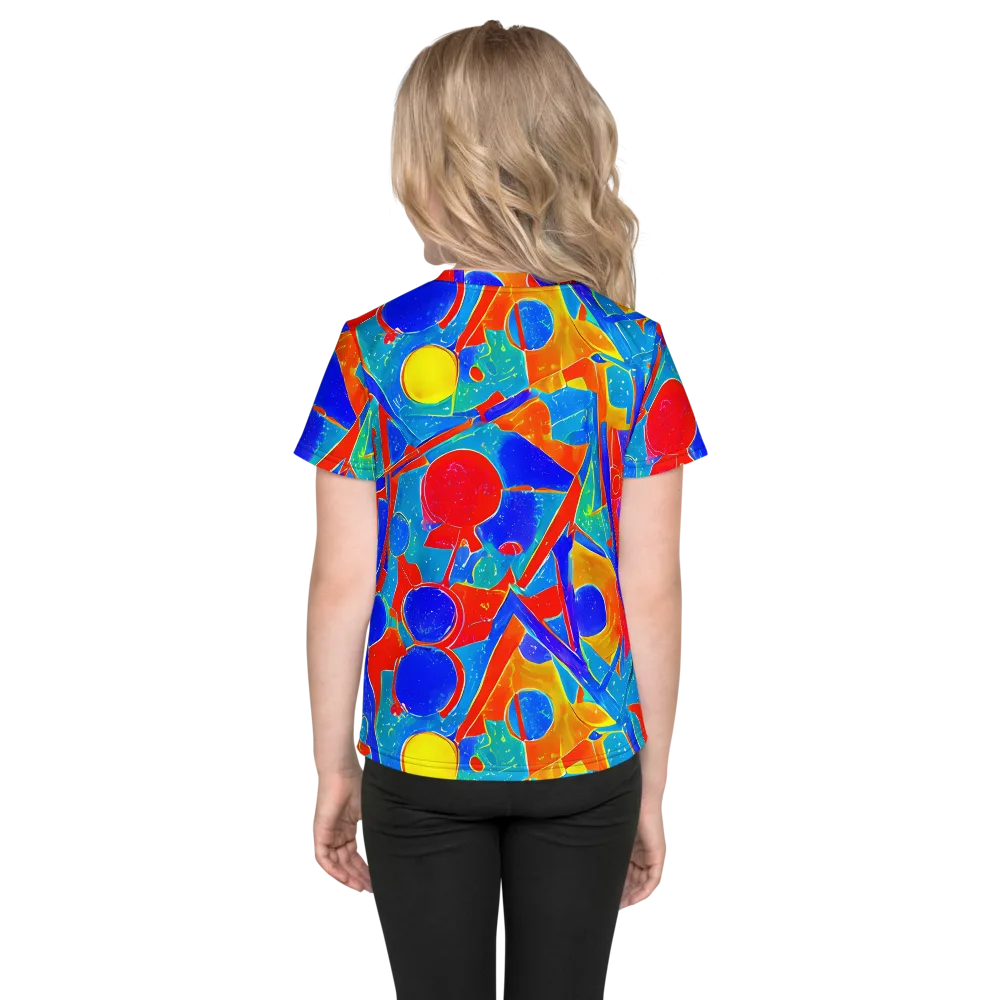 Atomic Confetti on Kids Crew Neck T-Shirt — Back