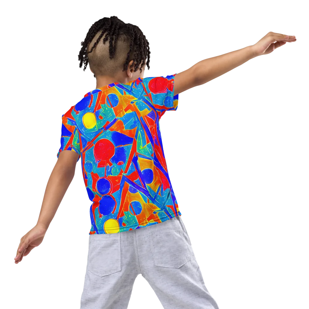 Atomic Confetti on Kids Crew Neck T-Shirt — Back