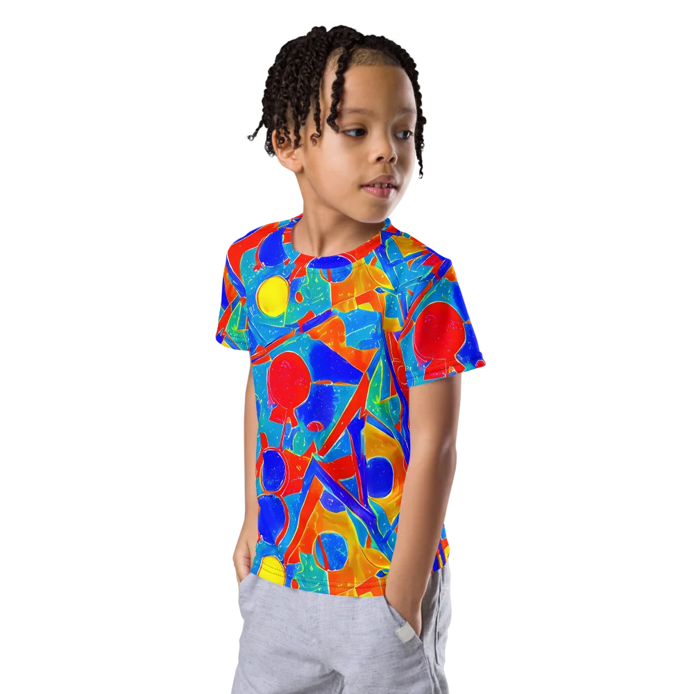 Atomic Confetti on Kids Crew Neck T-Shirt — Left Front