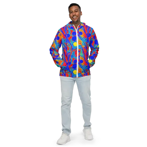 Atomic Confetti on a Men's Windbreaker