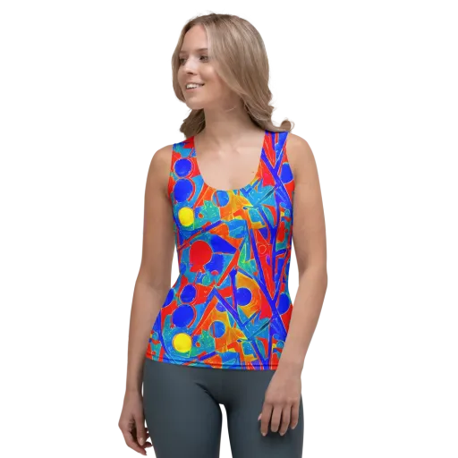 Atomic Confetti on a Women's Tank Top