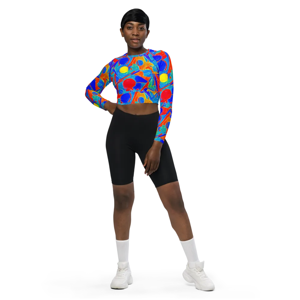 Atomic Confetti on Long Sleeve Crop Top — Front