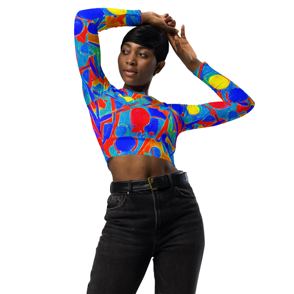 Atomic Confetti on Long Sleeve Crop Top — Front