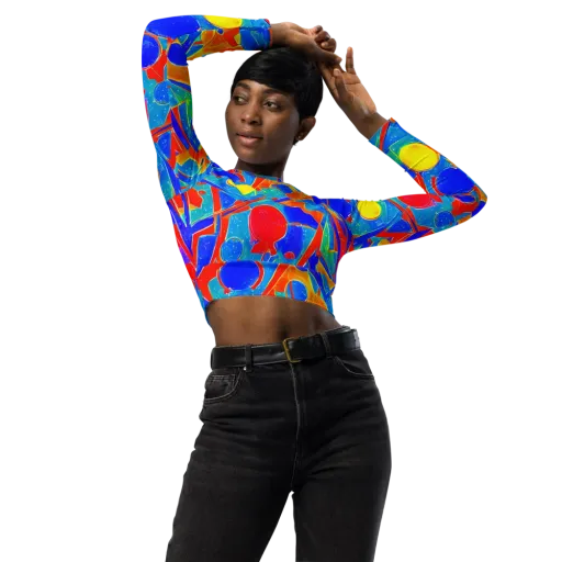 Atomic Confetti on a Long Sleeve Crop Top