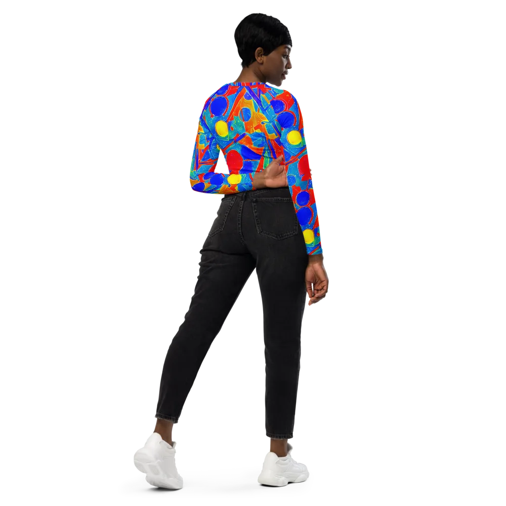 Atomic Confetti on Long Sleeve Crop Top — Right Back