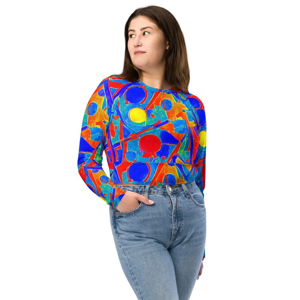 Atomic Confetti on Long Sleeve Crop Top — Front
