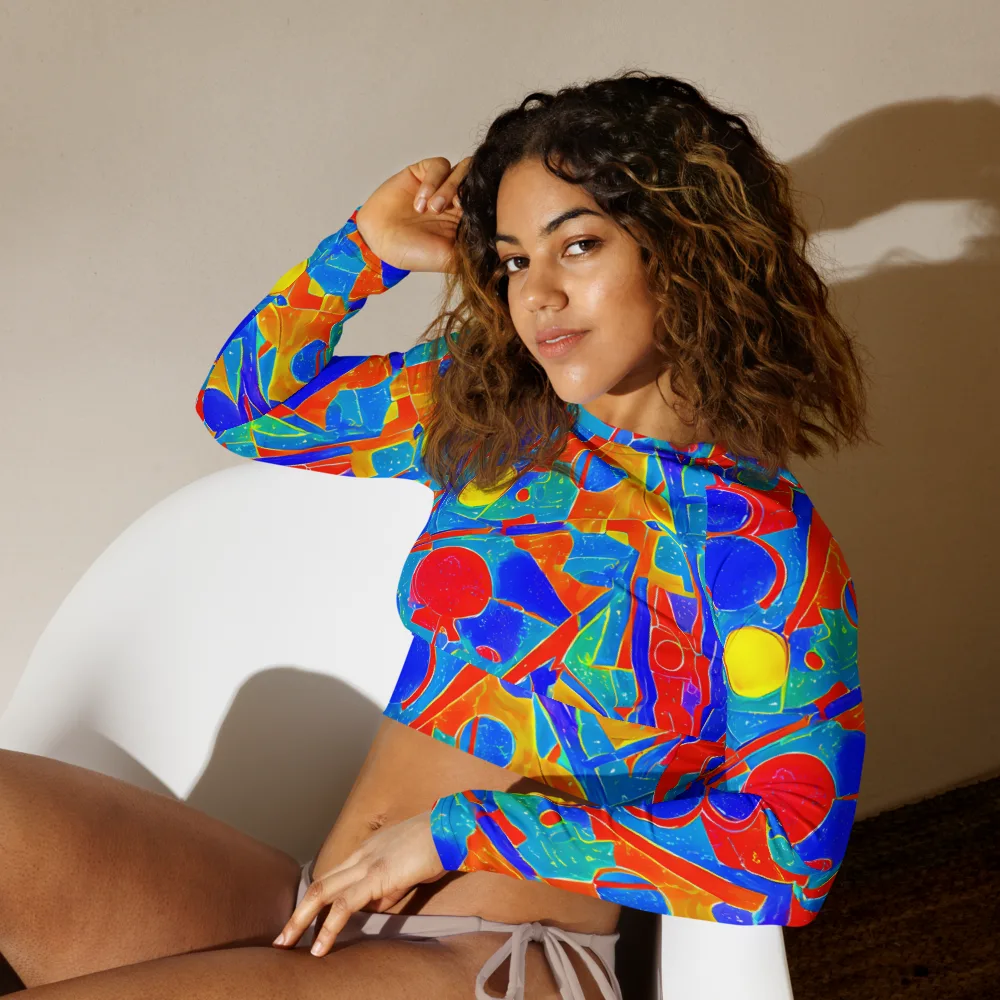 Atomic Confetti on Long Sleeve Crop Top — Left Front