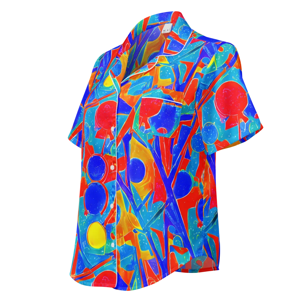 Atomic Confetti on Women's Short Sleeve Pajama Top — Left Front