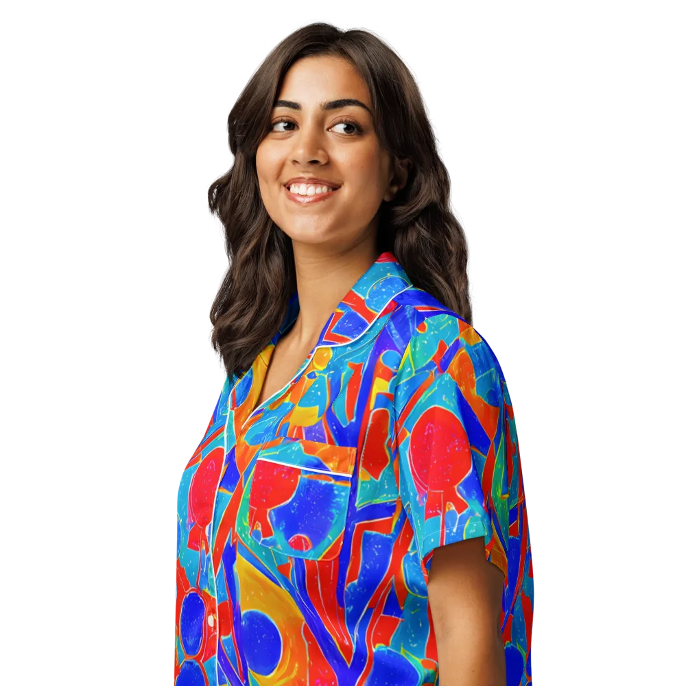 Atomic Confetti on Women's Short Sleeve Pajama Top — Left Front