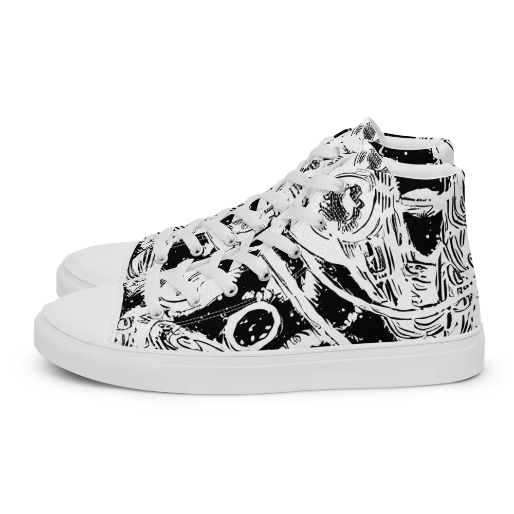 Ink Anatomy on Men's High Top Canvas Shoes — Left