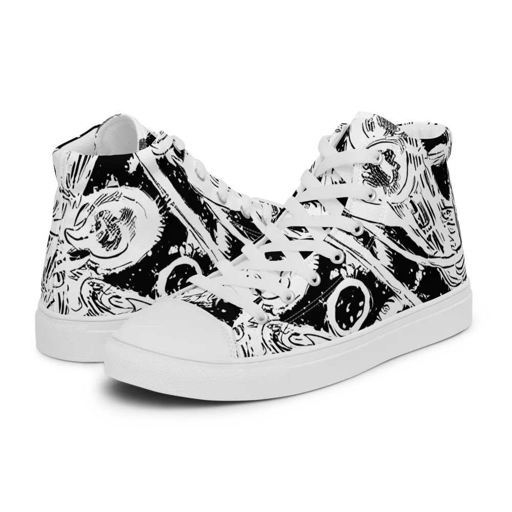 Ink Anatomy on Men's High Top Canvas Shoes — Left