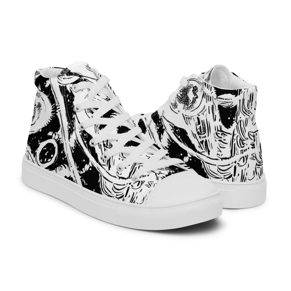 Ink Anatomy on Men's High Top Canvas Shoes — Right
