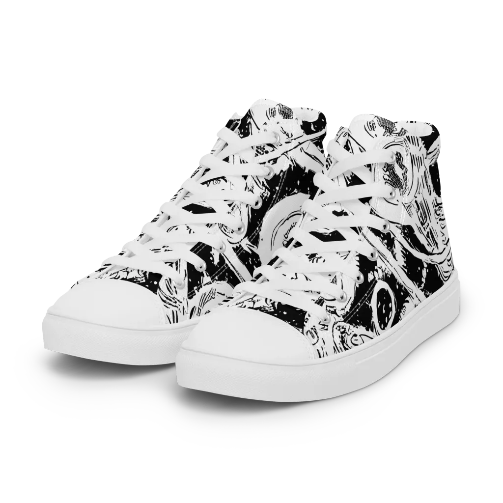 Ink Anatomy on Women's High Top Canvas Shoes — Left Front