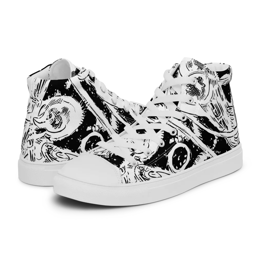 Ink Anatomy on Women's High Top Canvas Shoes — Left