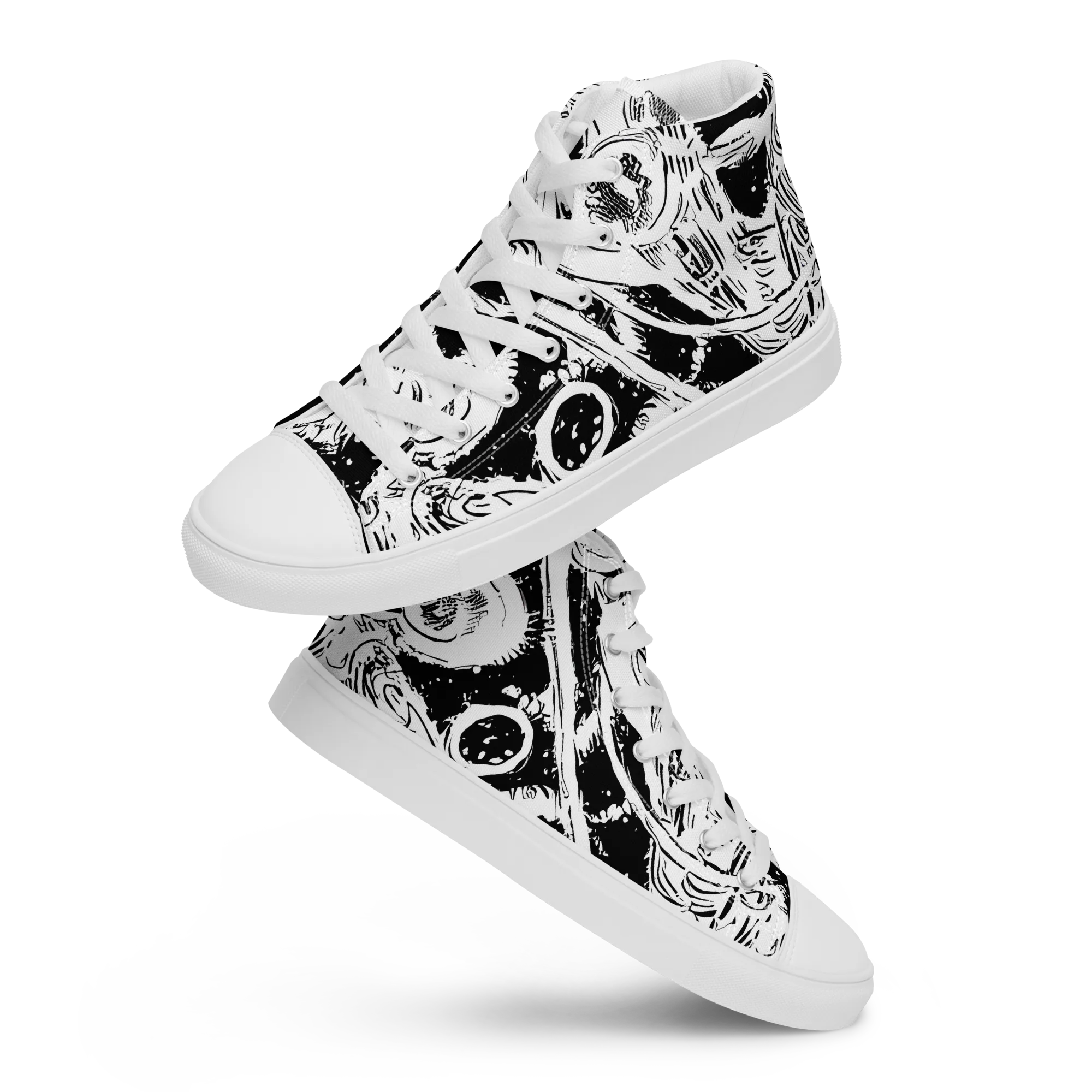 Ink Anatomy on Women's High Top Canvas Shoes — Front