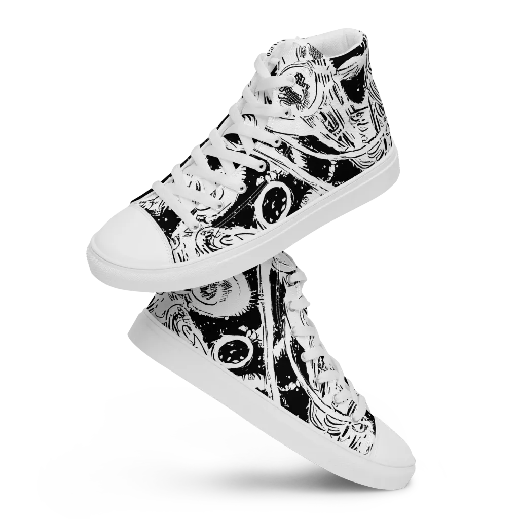 Ink Anatomy on Women's High Top Canvas Shoes — Front