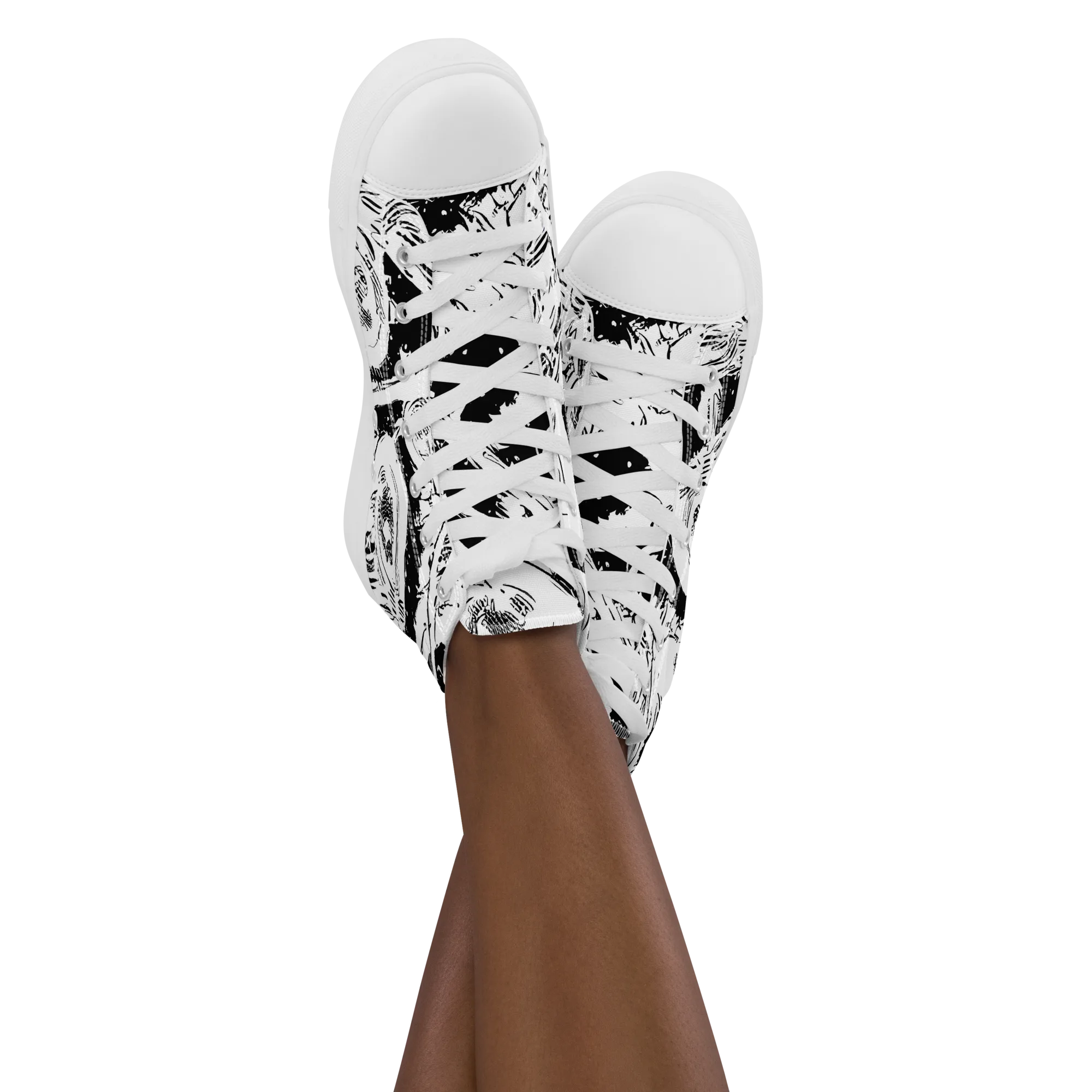 Ink Anatomy on Women's High Top Canvas Shoes — Front