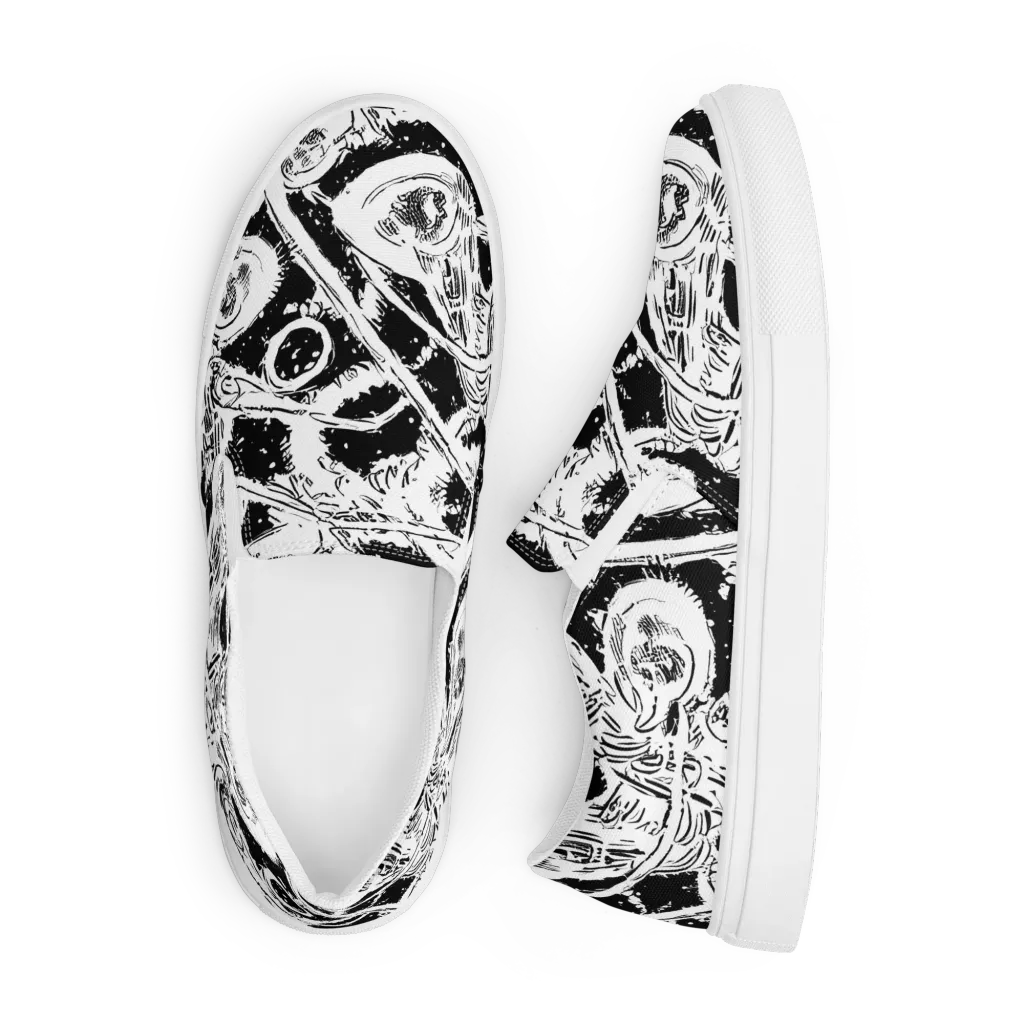 Ink Anatomy on Men's Slip-On Canvas Shoes — Front