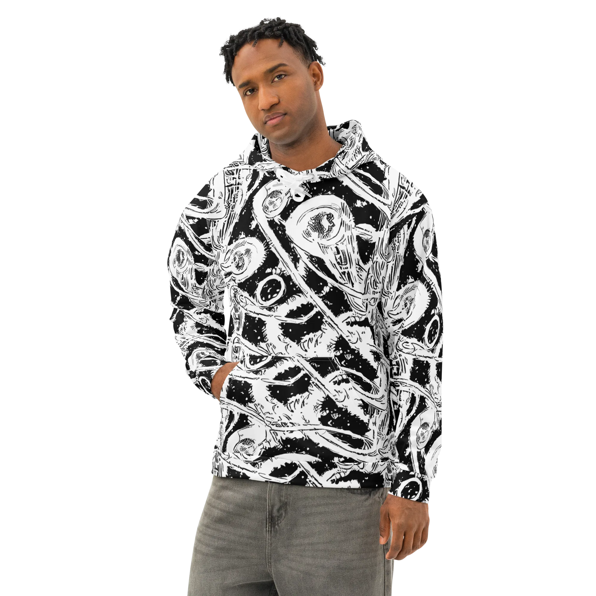 Ink Anatomy on Cotton Hoodie — Left Front