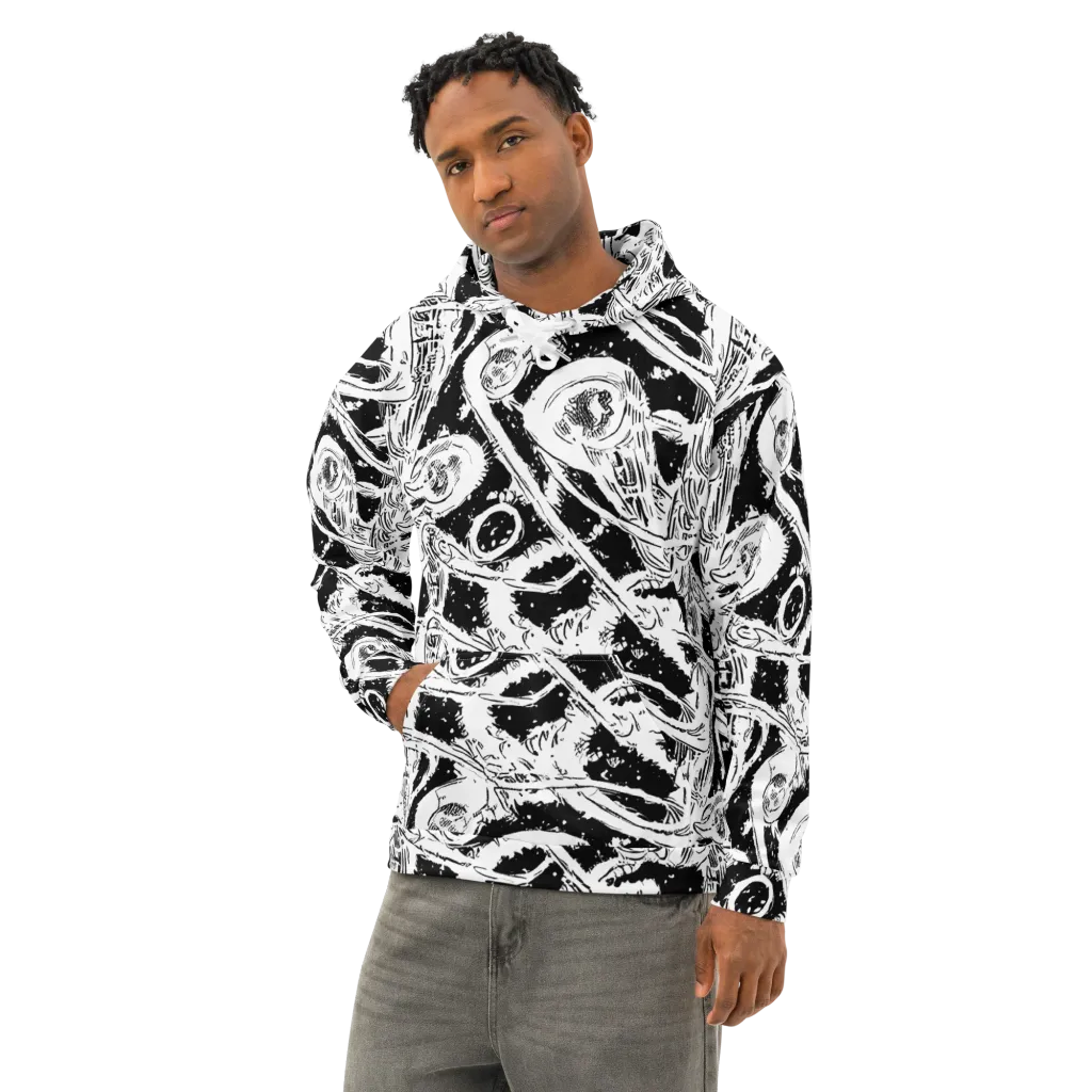 Ink Anatomy on Cotton Hoodie — Left Front