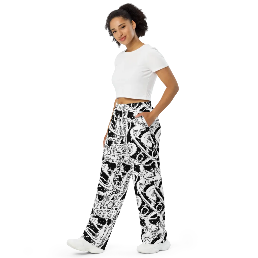Ink Anatomy on Wide-Leg Pants — Left Front