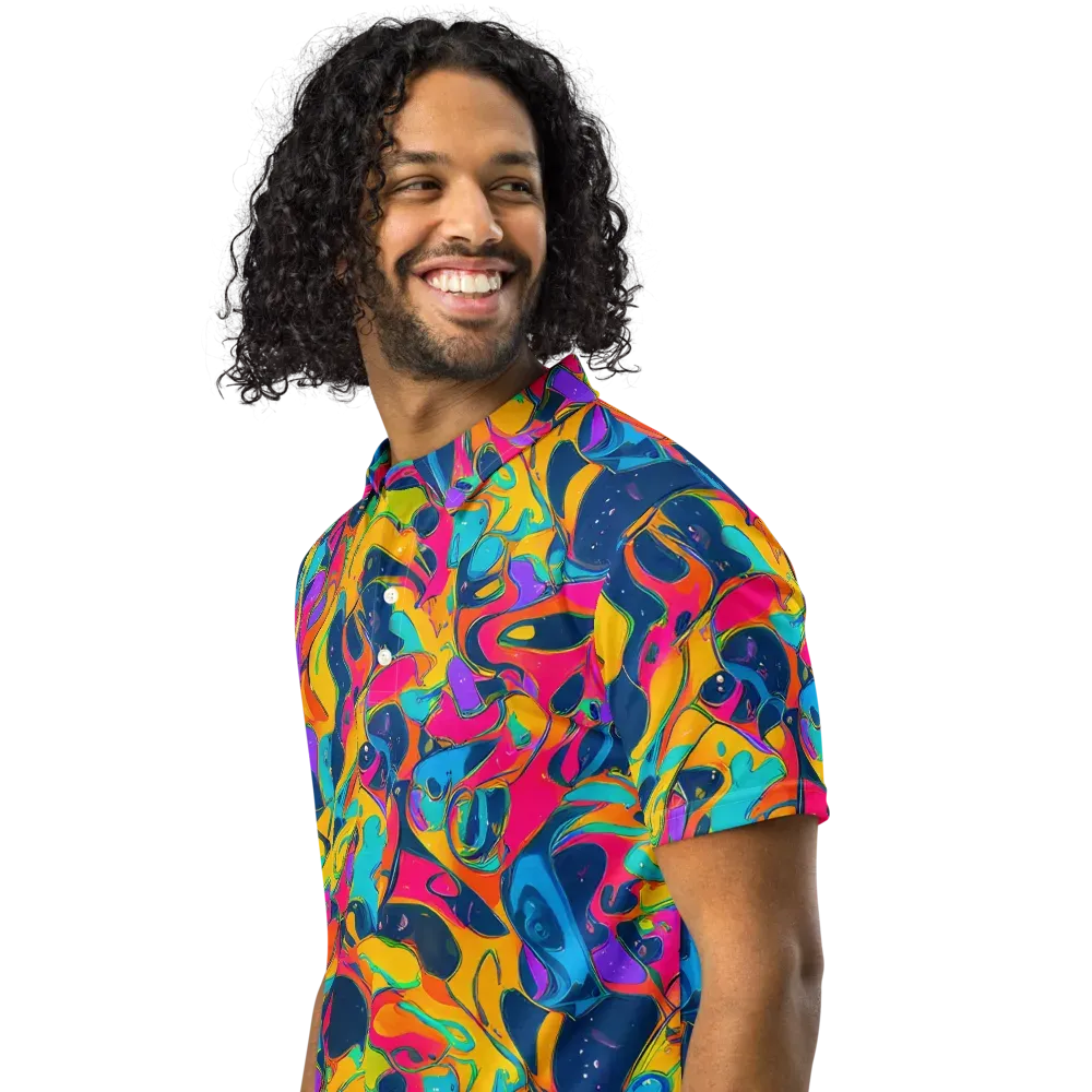 Magma Pop on Men's Slim Fit Polo Shirt — Left Front