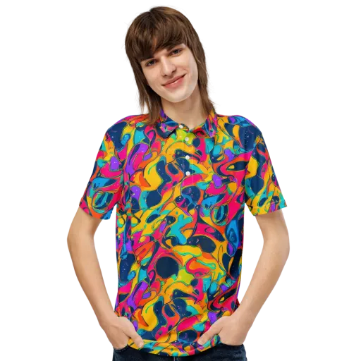 Magma Pop on a Men's Slim Fit Polo Shirt