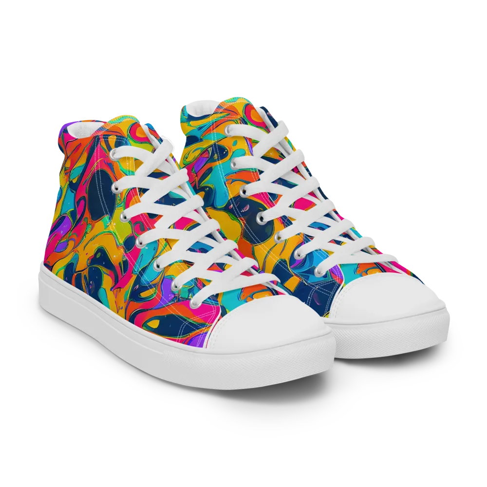 Magma Pop on Men's High Top Canvas Shoes — Right Front