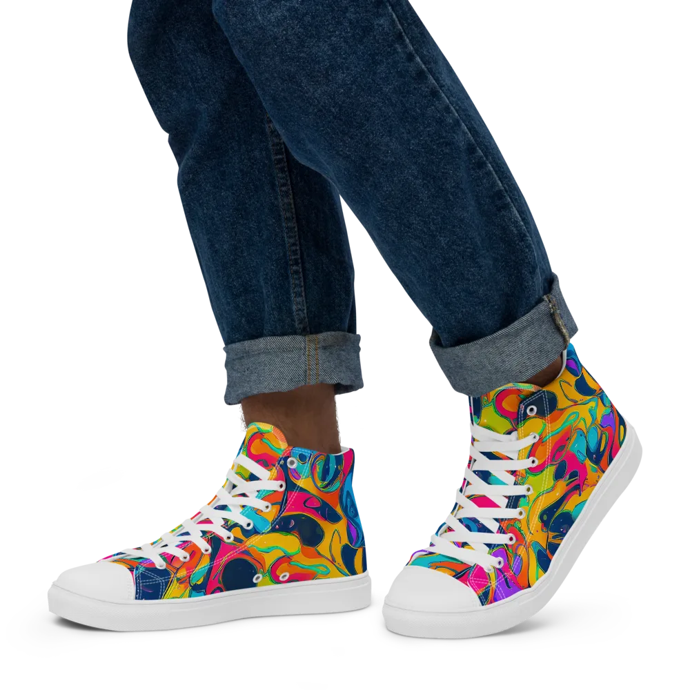 Magma Pop on Men's High Top Canvas Shoes — Left