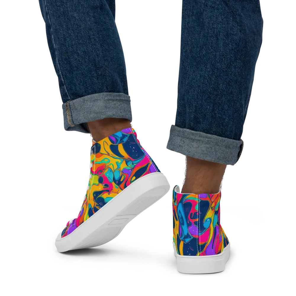 Magma Pop on Men's High Top Canvas Shoes — Back