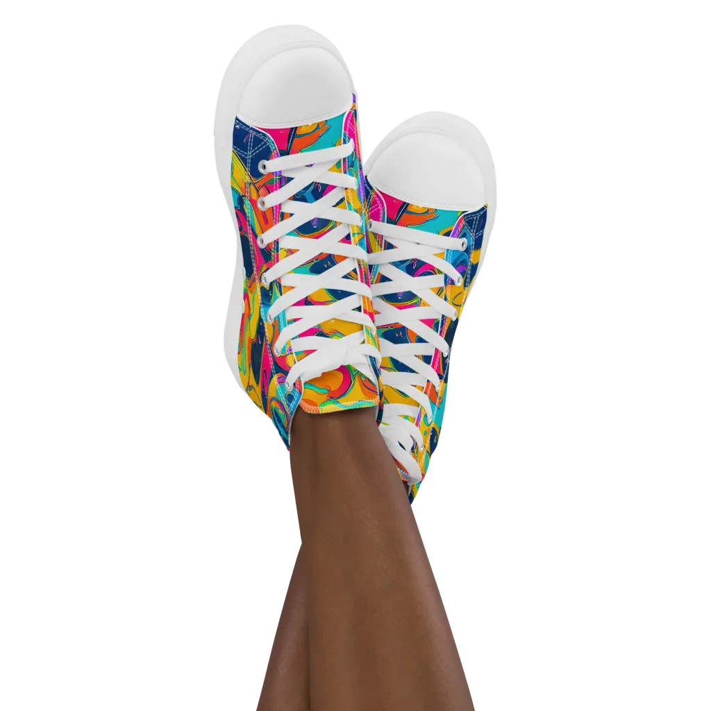 Magma Pop on Women's High Top Canvas Shoes — Front