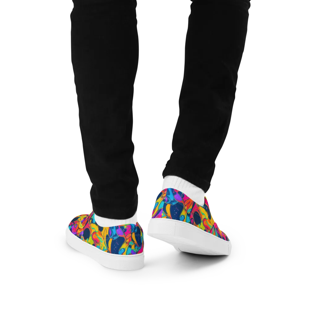 Magma Pop on Men's Lace-Up Canvas Shoes — Back