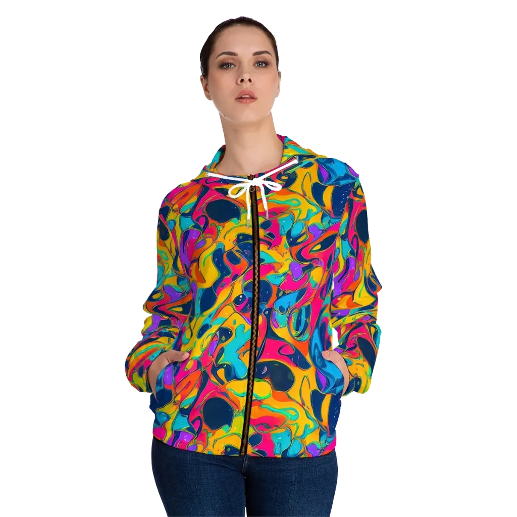 Magma Pop on Women's Full-Zip Hoodie — Front On Person