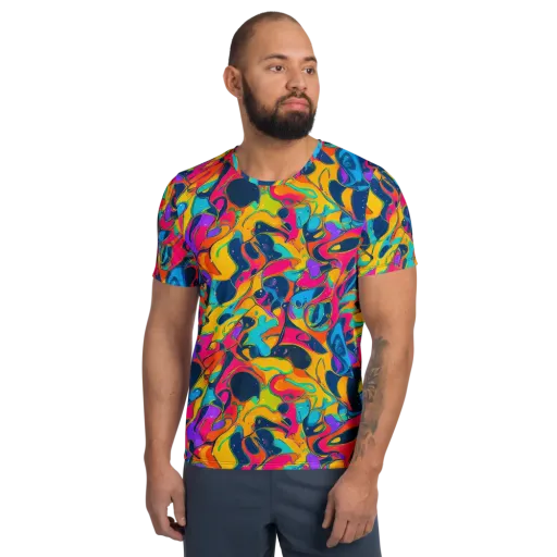 Magma Pop on a Men's Athletic T-Shirt