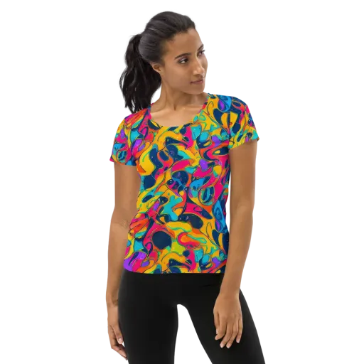 Magma Pop on a Women's Athletic T-Shirt