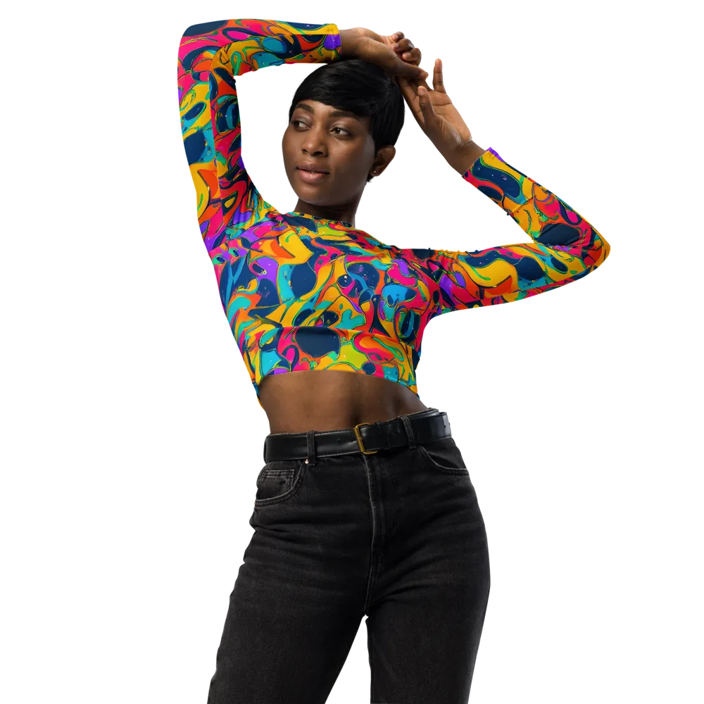 Magma Pop on Long Sleeve Crop Top — Front