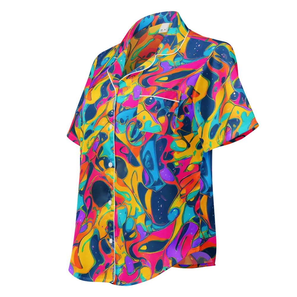 Magma Pop on Women's Short Sleeve Pajama Top — Left Front