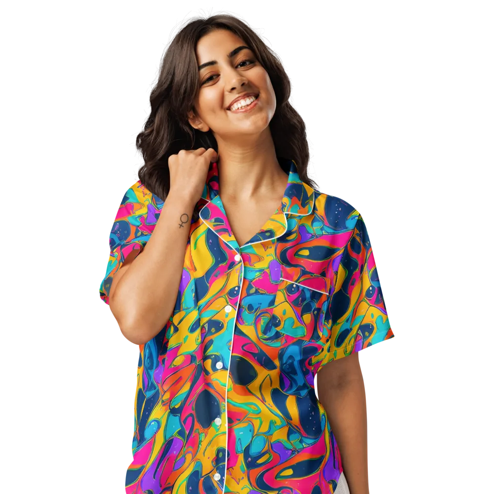 Magma Pop on Women's Short Sleeve Pajama Top — Front