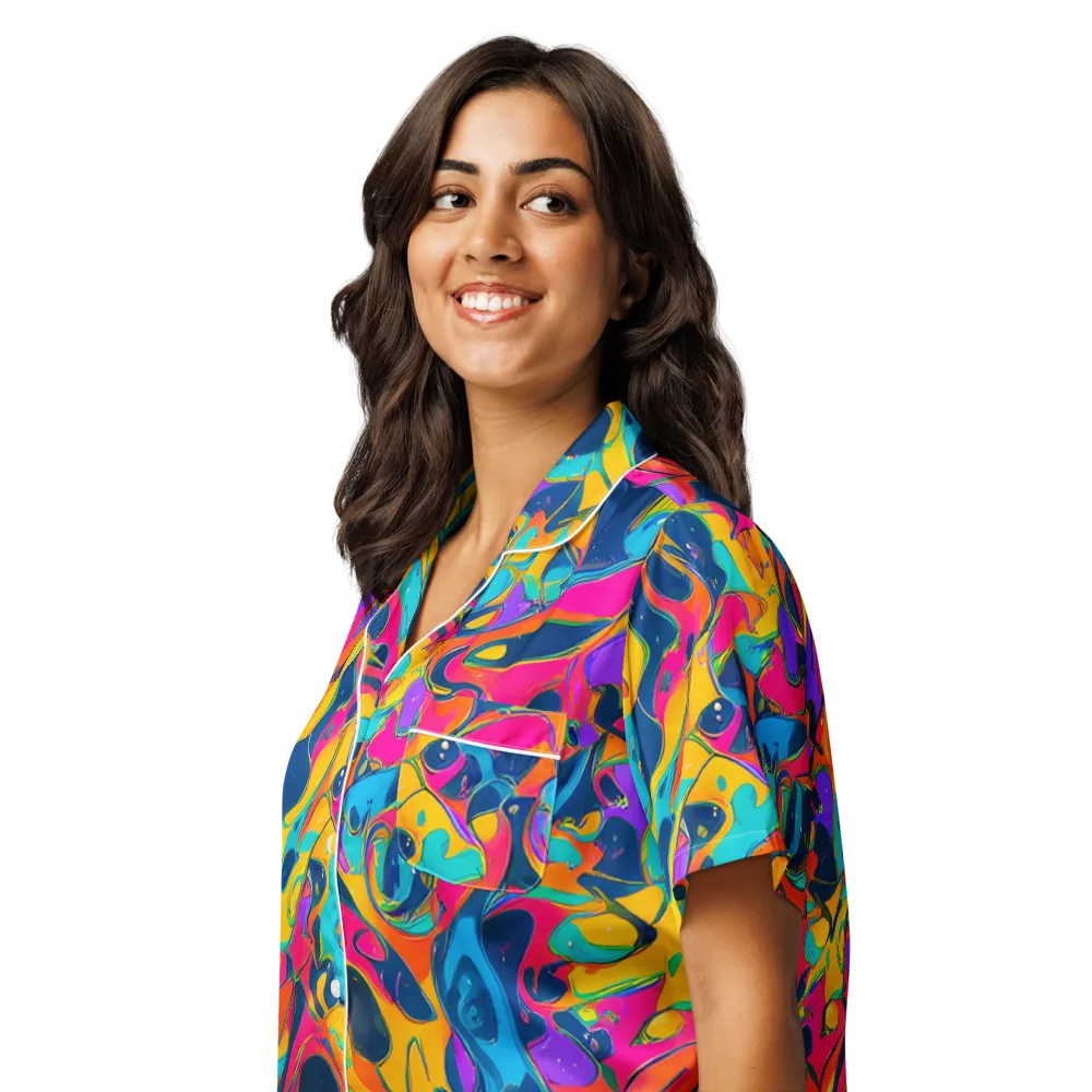 Magma Pop on Women's Short Sleeve Pajama Top — Left Front