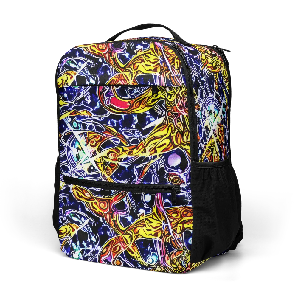 Blue Fire Orbit on Utility Backpack — Left Front