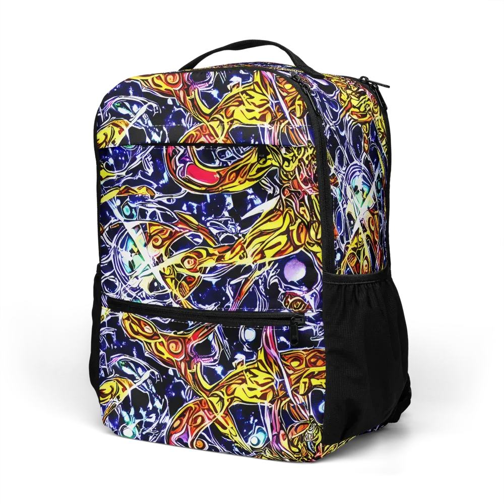Blue Fire Orbit on Utility Backpack — Left Front