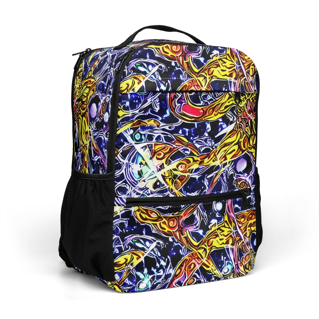 Blue Fire Orbit on Utility Backpack — Right Front
