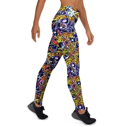 Blue Fire Orbit on a Yoga Leggings