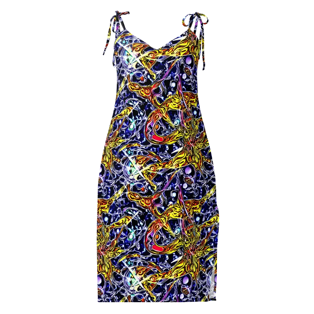 Blue Fire Orbit on Slip Dress — Front