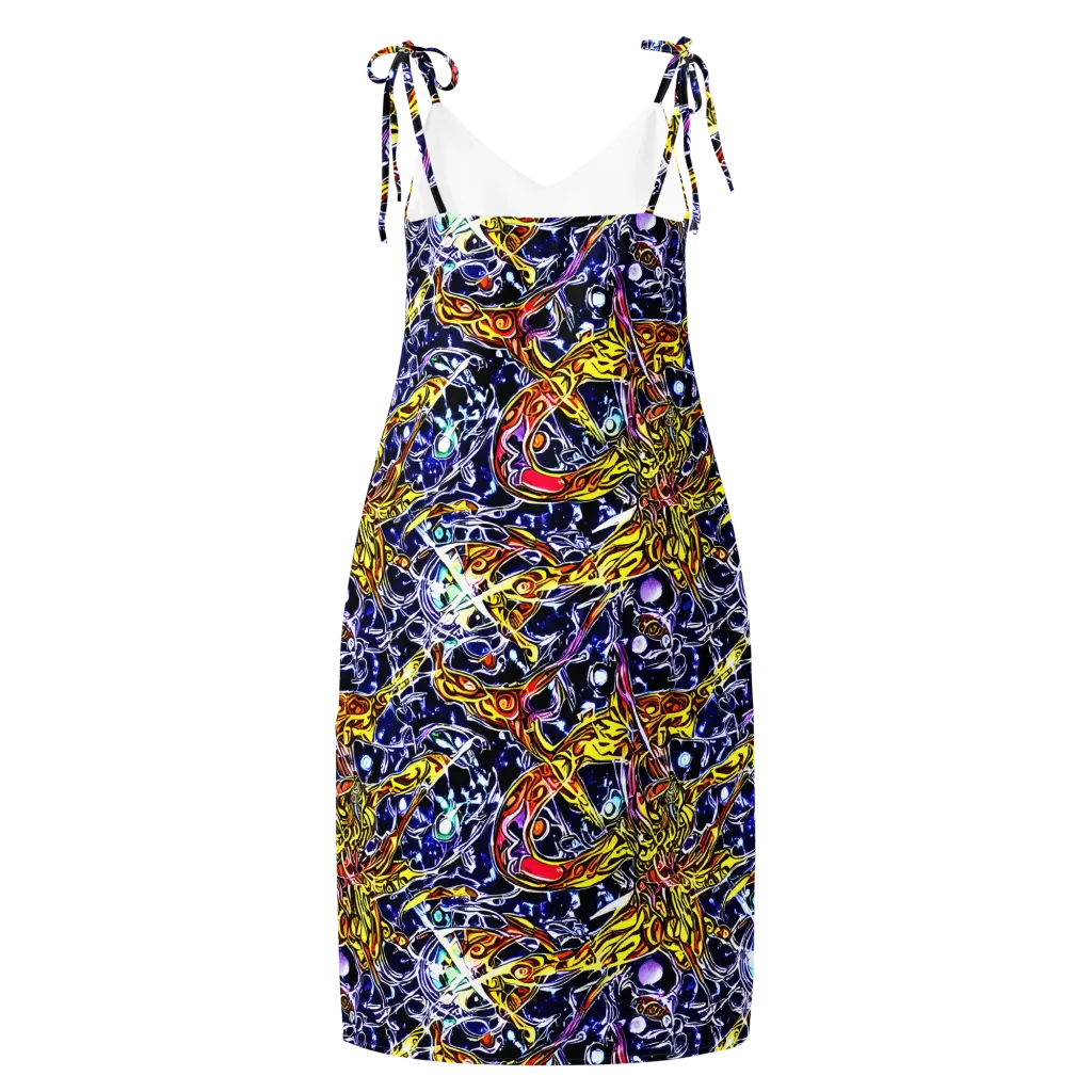 Blue Fire Orbit on Slip Dress — Back