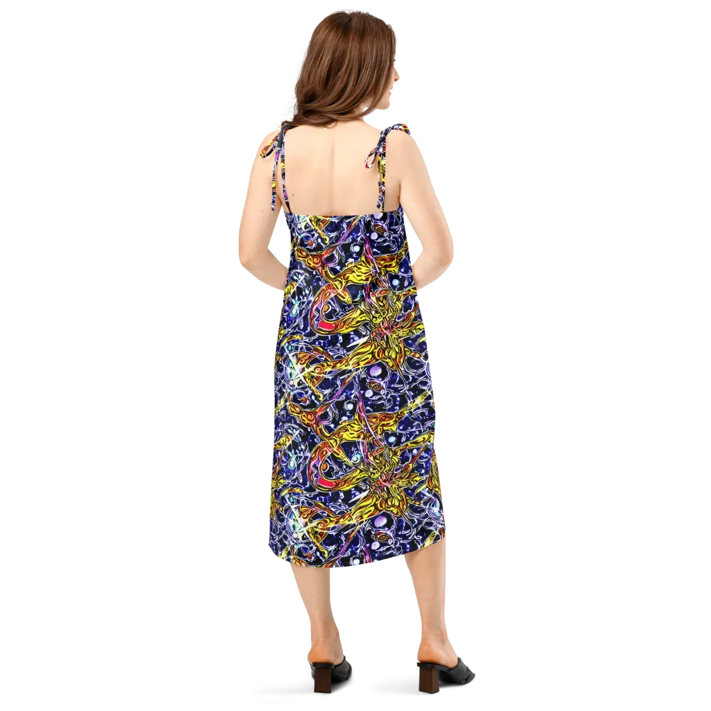 Blue Fire Orbit on Slip Dress — Back